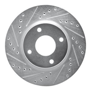 Nissan Versa Brake Rotor (1) - Front Left - R1 Concepts - Drilled & Slotted - Silver - `07-`14 Nissan Versa Brake Rotor (1) - Front Left - R1 Concepts - Drilled & Slotted - Silver - `07-`14